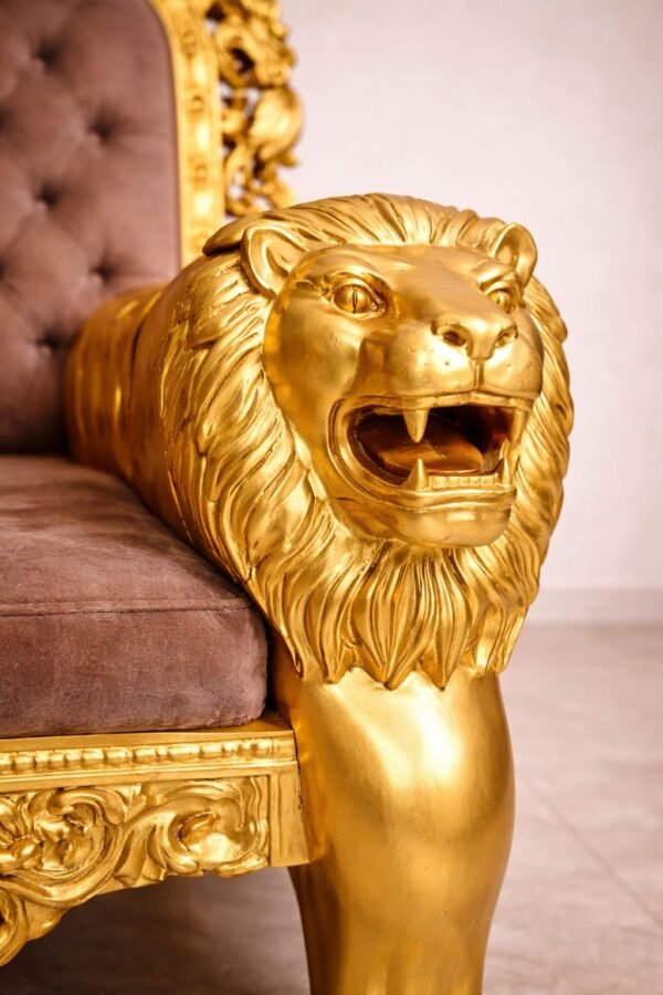 A Royal Wooden Lion Chair for Guruji view 5