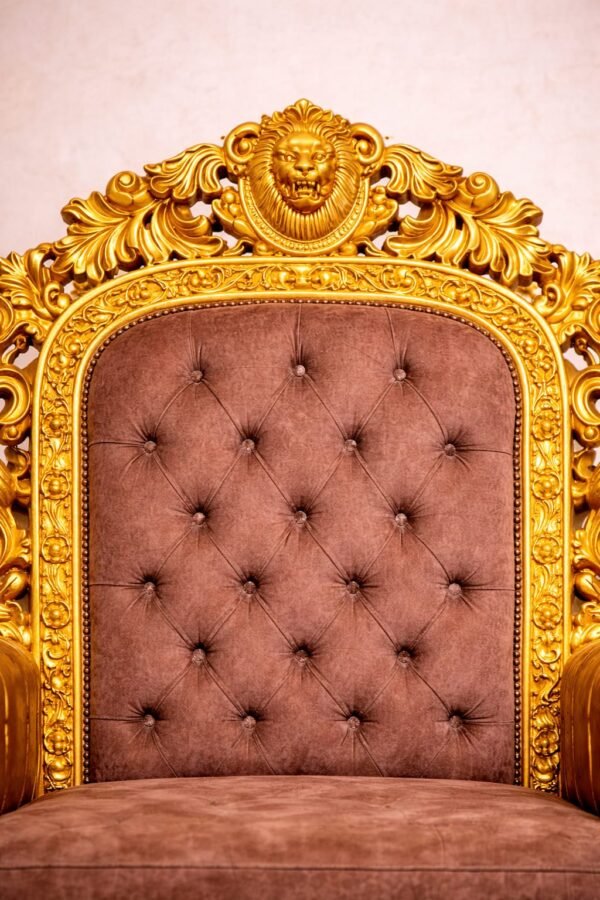 A Royal Wooden Lion Chair for Guruji view 6