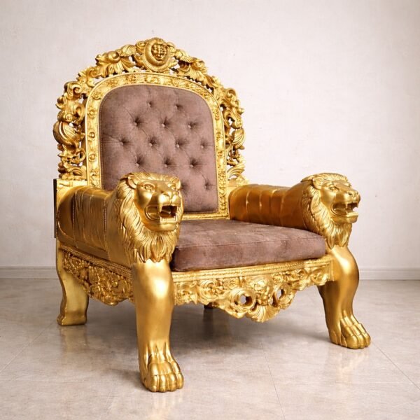 A Royal Wooden Lion Chair for Guruji view 7