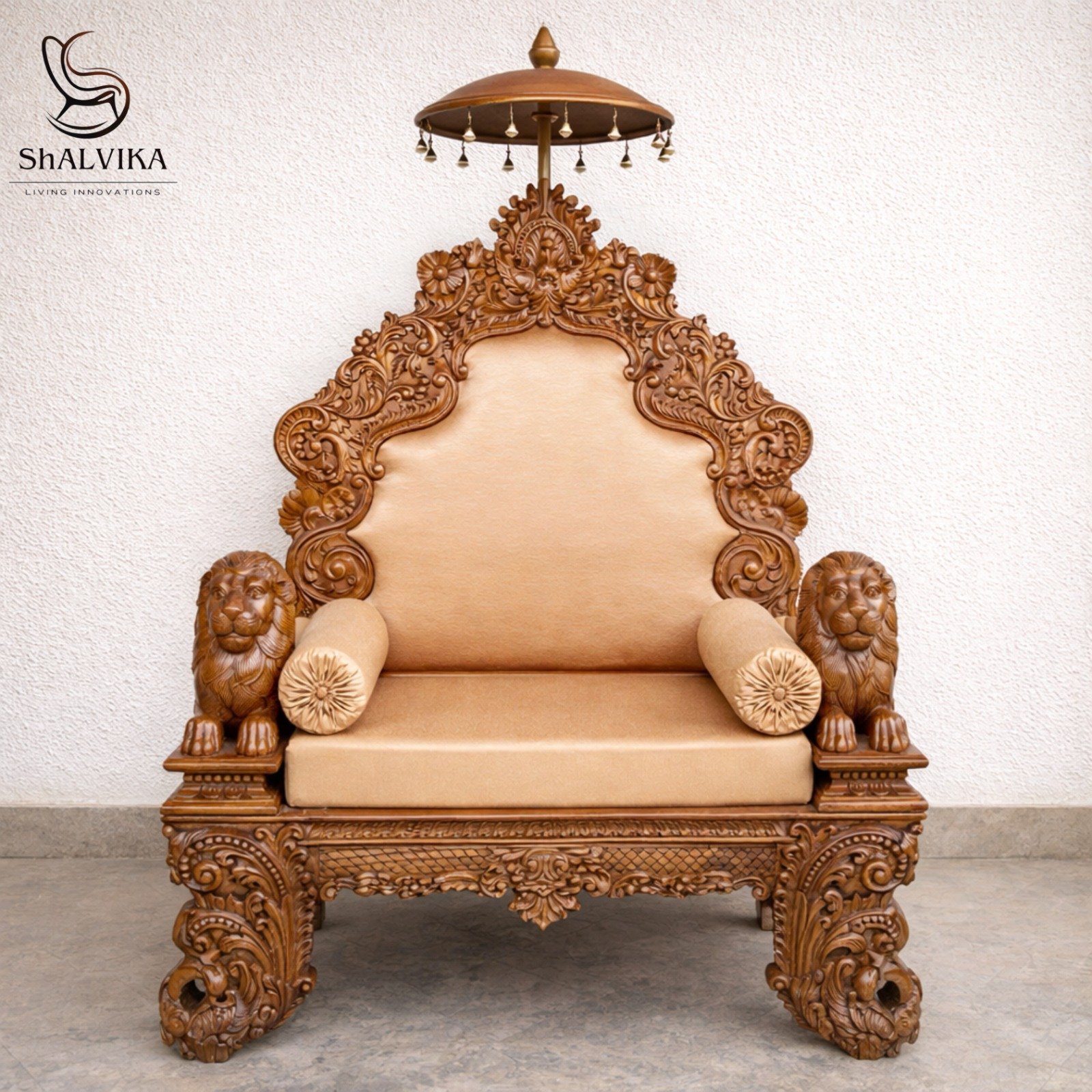 Guru Ji Chair With Canopy In Premium Teak Wood view 3