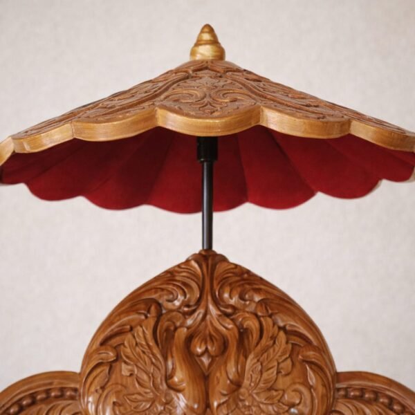 Guruji Singhasan Chair with Canopy in Teak Wood view 6