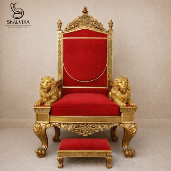 Handcrafted Wooden Singhasan Chair for Guruji