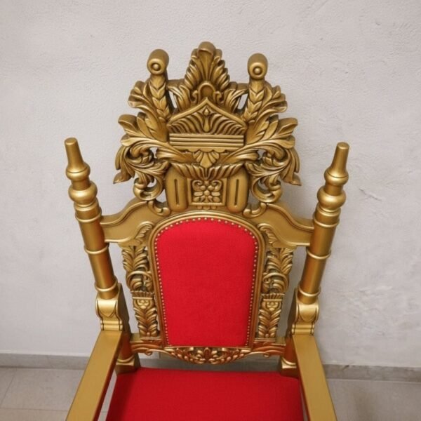 Lion Handle Carved Wood Throne Chair for Guruji view 4