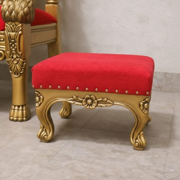 Lion Handle Carved Wood Throne Chair for Guruji view 6