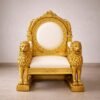 Lion Handle Chair in Wood for Guruji – Royal Handcrafted Singhasan view 11