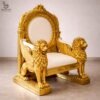 Lion Handle Chair in Wood for Guruji – Royal Handcrafted Singhasan view 10