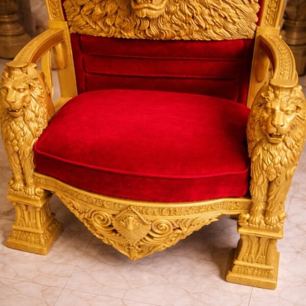 Premium Guruji Singhasan Design with Lion Carving By Saharanpur Artisians view 6