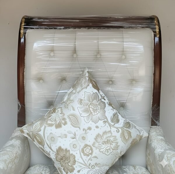 Teak Wood Chair Design for Guruji with Lion Handles view 6