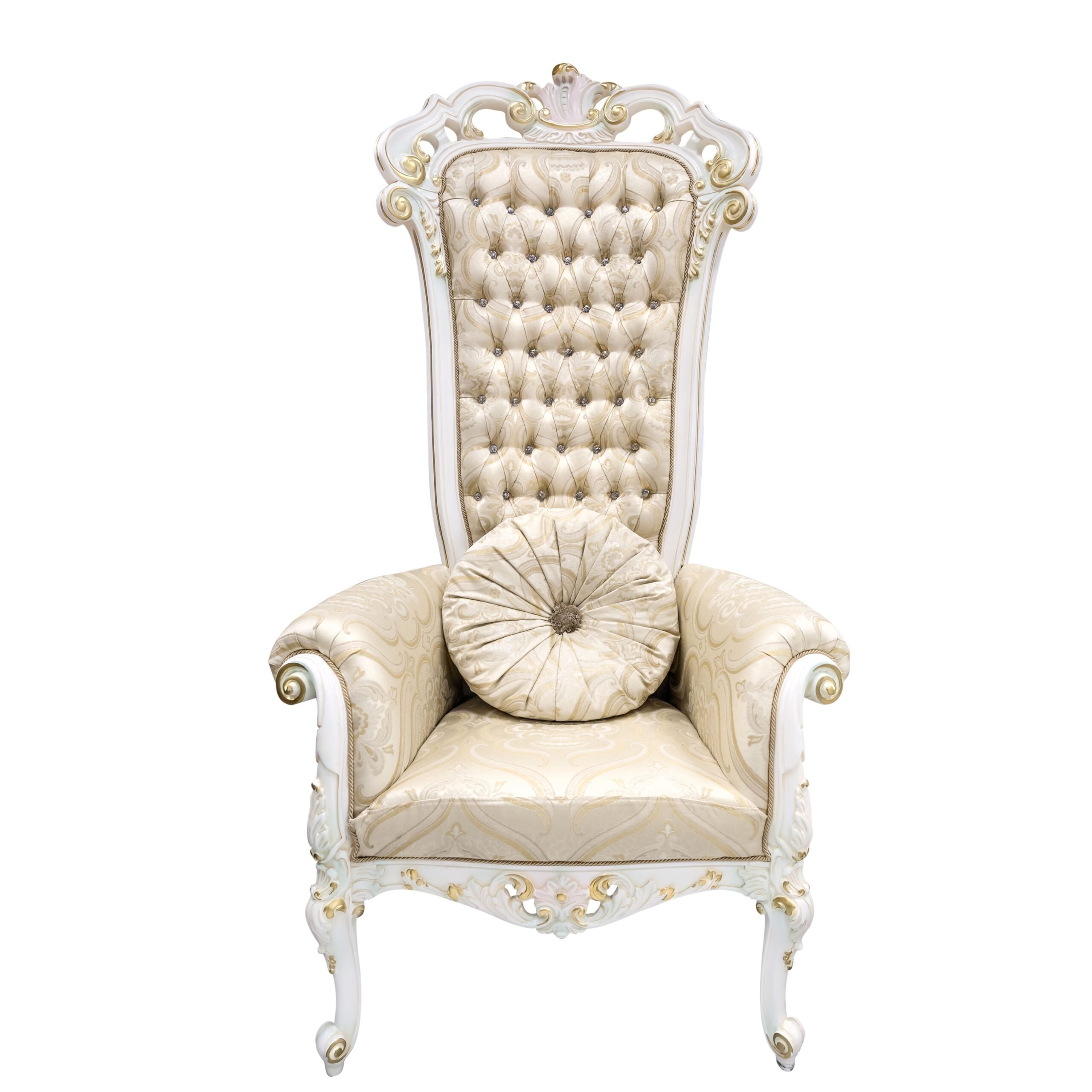 Wooden High Back Guruji Chair in White Duco Paint view 3