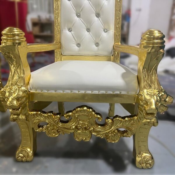 Wooden Royal King Throne Chair Set view 6