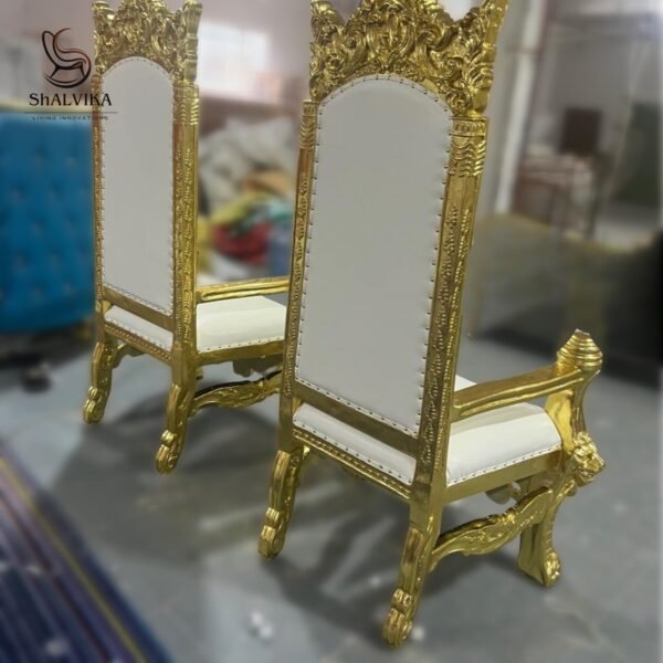Wooden Royal King Throne Chair Set view 7