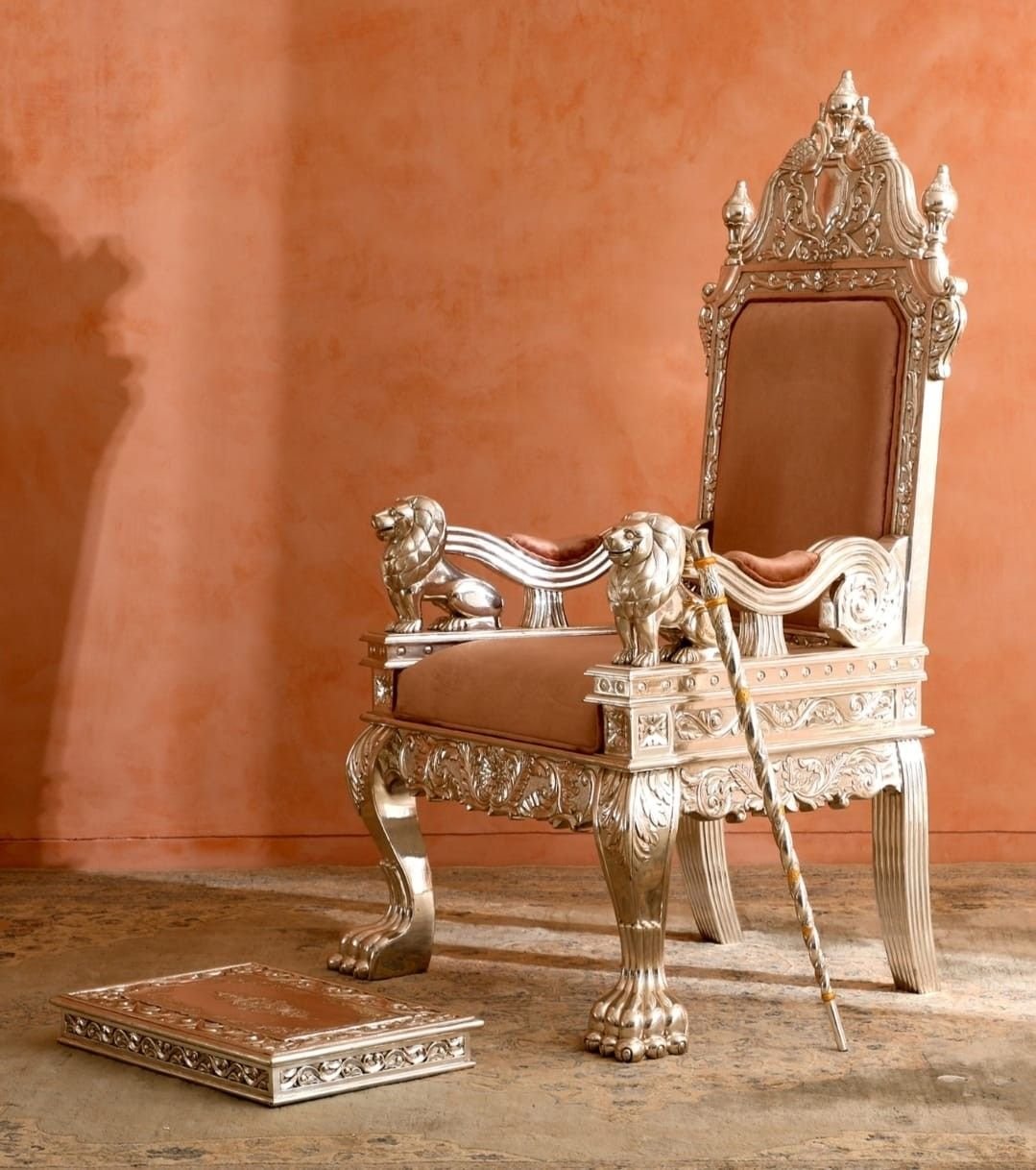 Wooden Royal Maharaja Style Guruji Chair in Teak Wood view 3