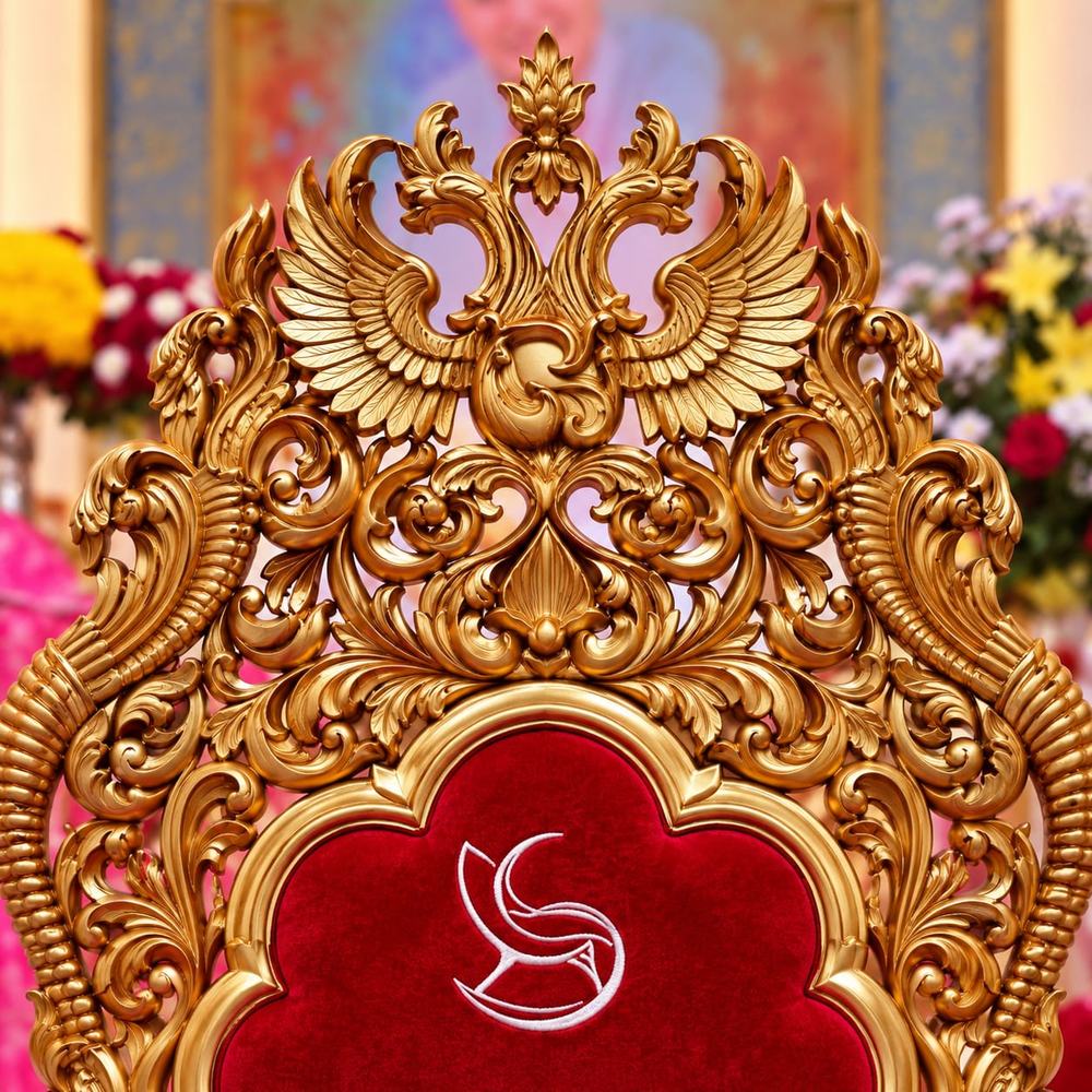 Bade Mandir Guruji Chair Design by Shalvika Living view