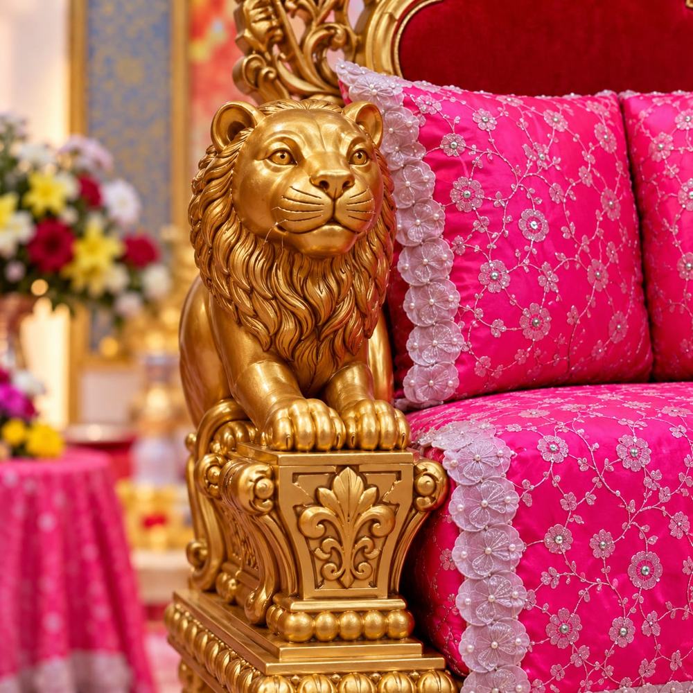 Bade Mandir Guruji Chair Design by Shalvika Living view