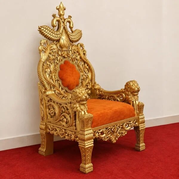 Guru Ji Chair with Peacock and Lion Design view