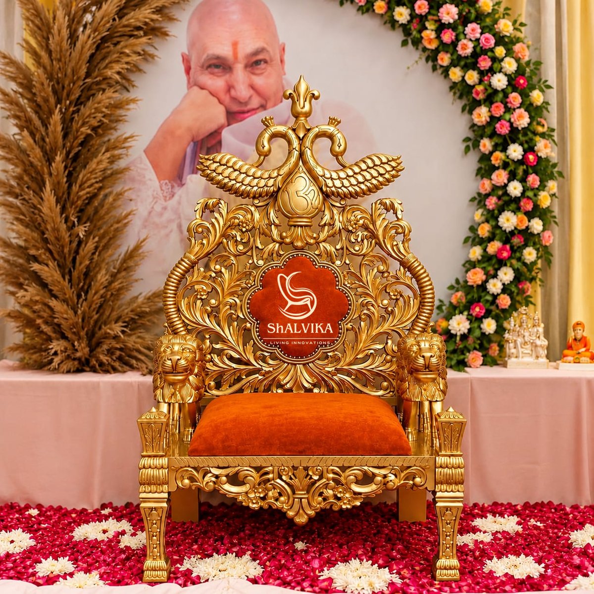 Guru Ji Chair with Peacock and Lion Design