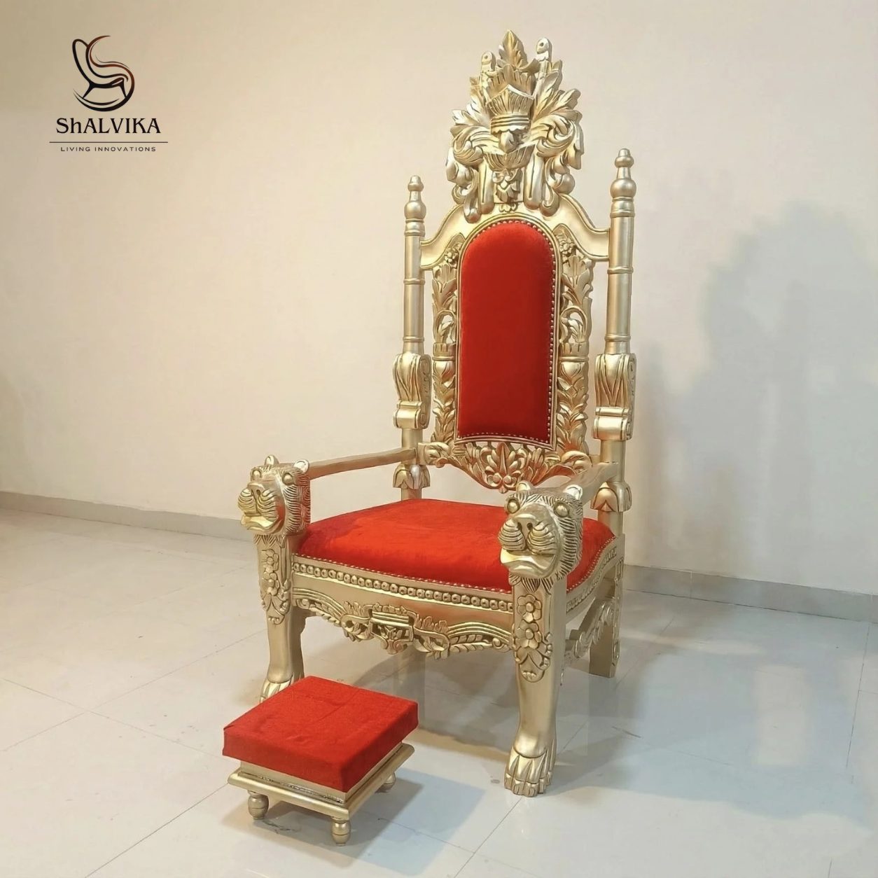 Guruji Maharaj Ji Chair – Royal Wooden Singhasan view