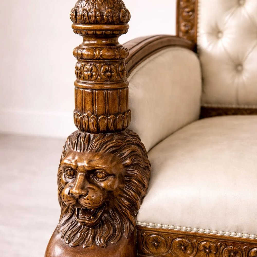 Hand-Carved Teak Wood Throne Chair view
