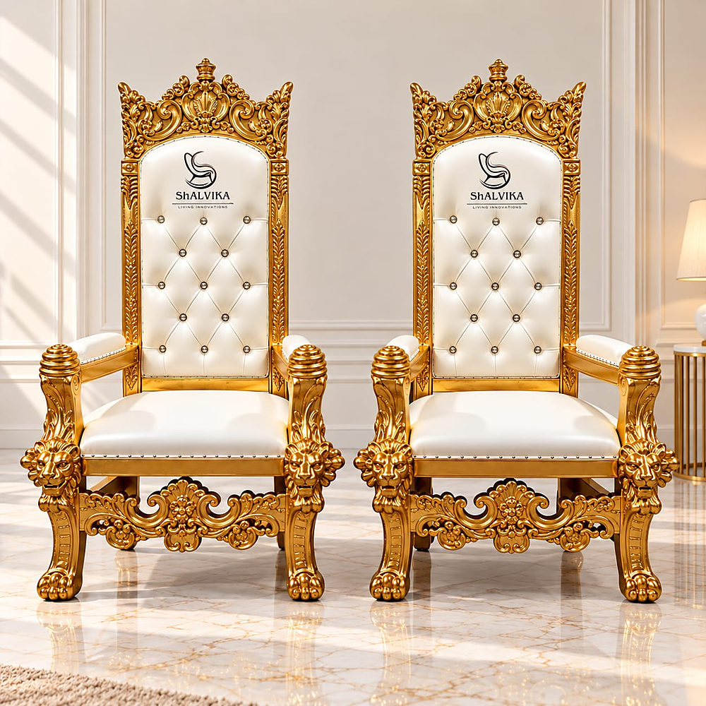 King and Queen Royal Throne Chair Set