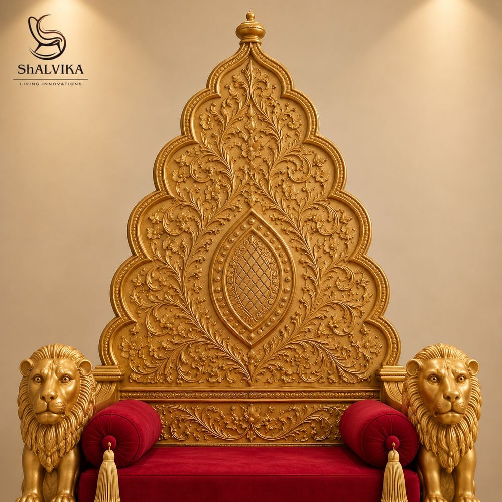 Latest Wooden Guruji Gaddi Design with Lion Carving view