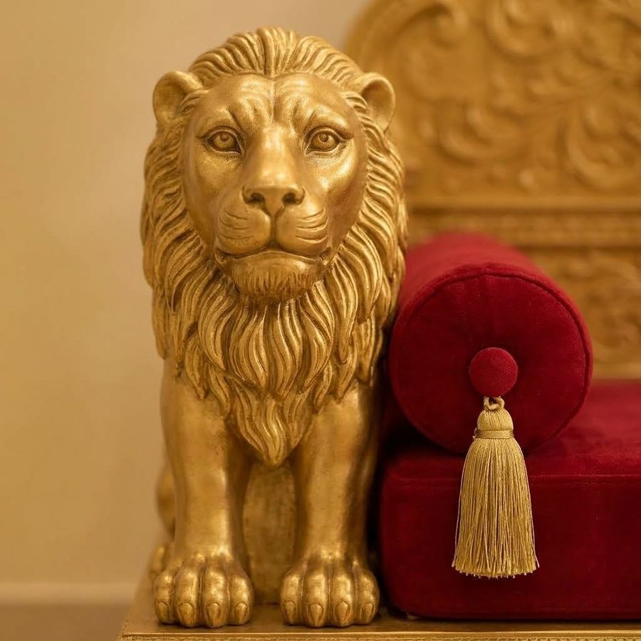 Latest Wooden Guruji Gaddi Design with Lion Carving view