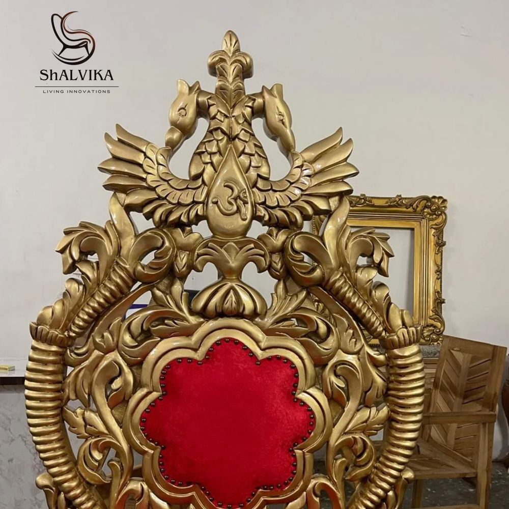 Maharaja Style Wooden Guruji Singhasan Chair view