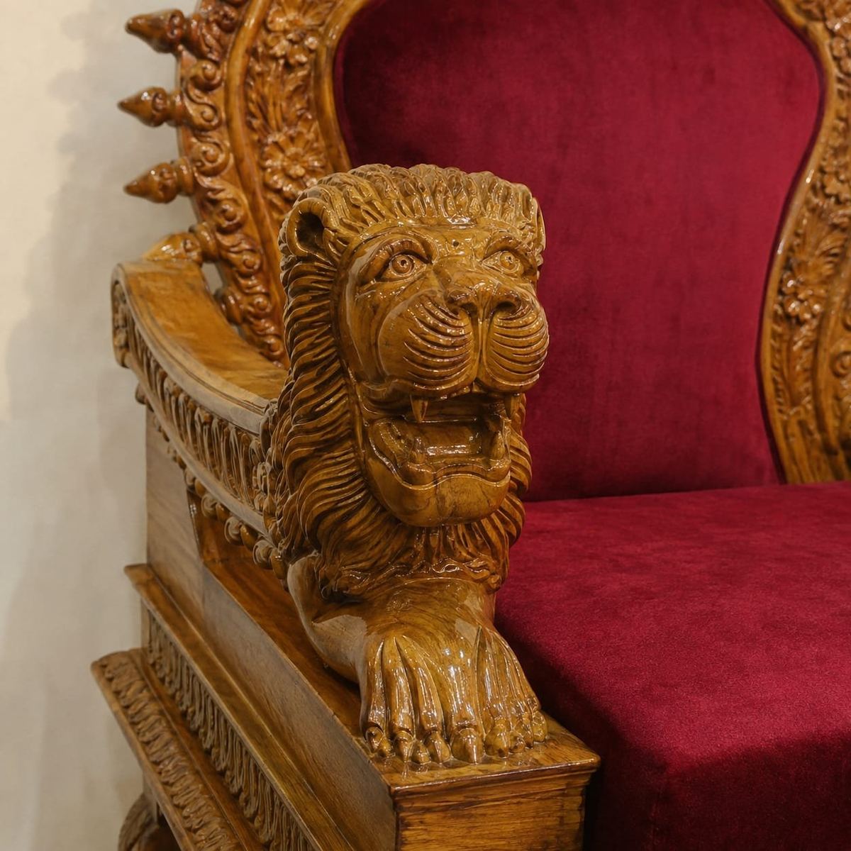 Traditional Wooden Guruji Chair with Canopy view