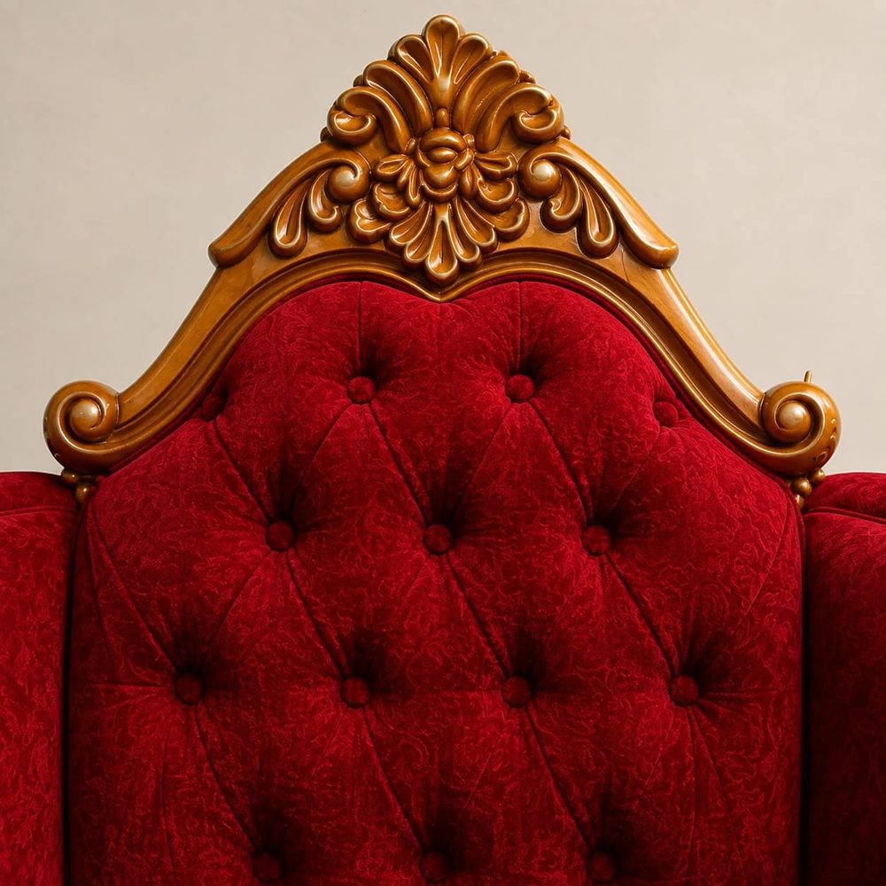 Wooden Guruji Satsang Chair with Ottoman – Royal Design view